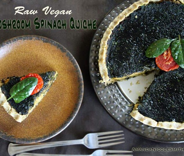 Raw Vegan Mushroom Spinach Quiche