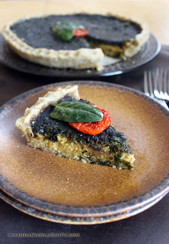 Mushroom Spinach Quiche | Raw, Vegan, Gluten-free | Amanda Nicole Smith