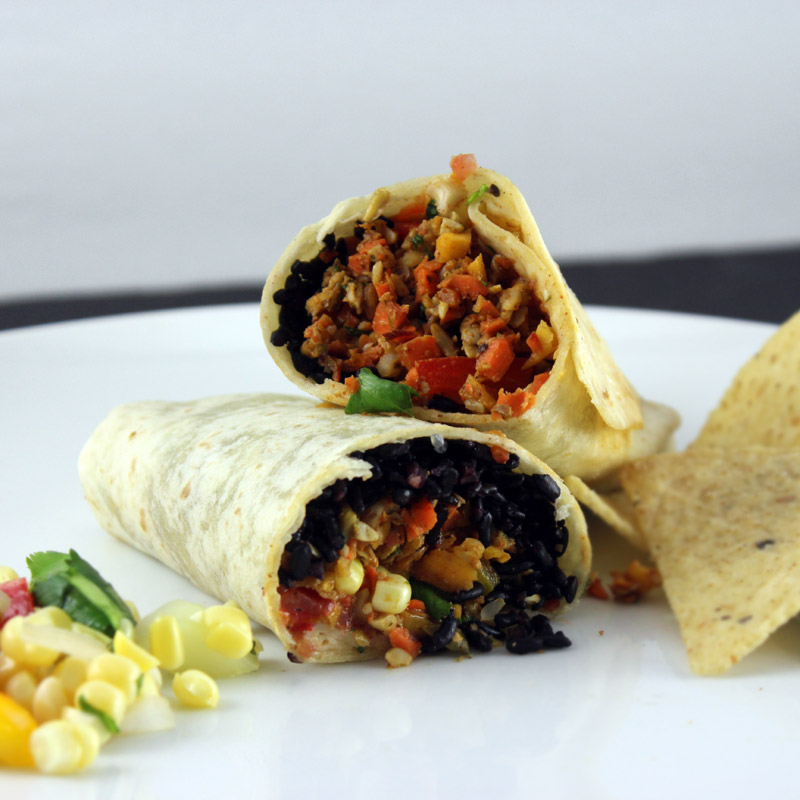 Vegan Burritos with Raw Vegan Taco Meat