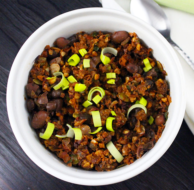 Raw Vegan Chili with Slow Cooked Sprouted Beans