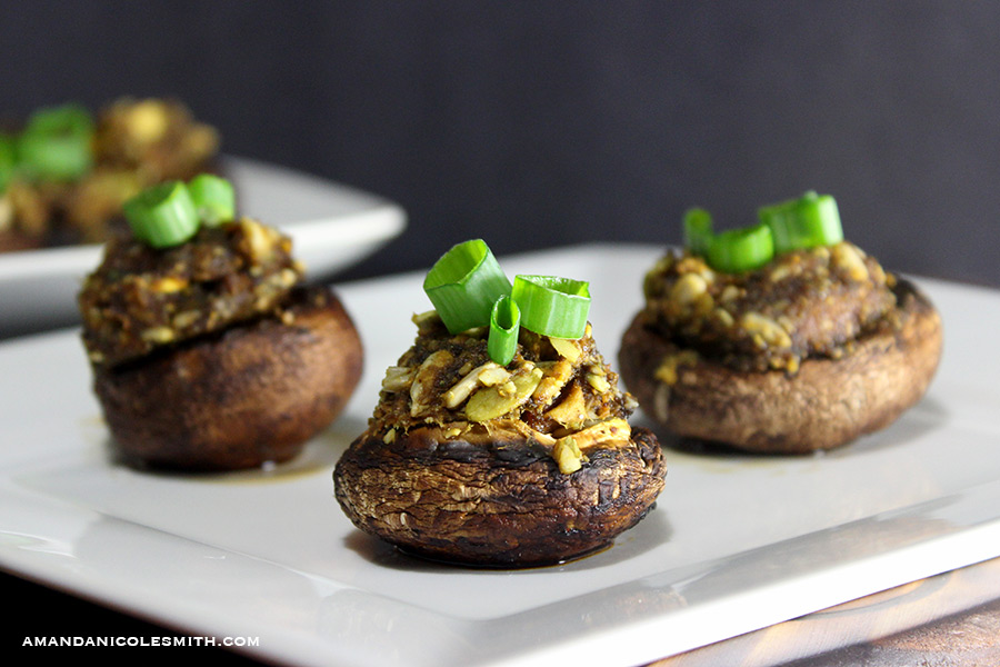 Raw Vegan Stuffed Mushrooms