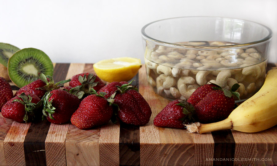 Cashew cheesecake batter ingredients