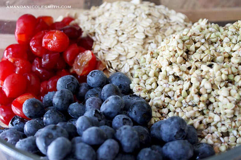 Sprouted Blueberry Cherry Granola Bar Ingredients