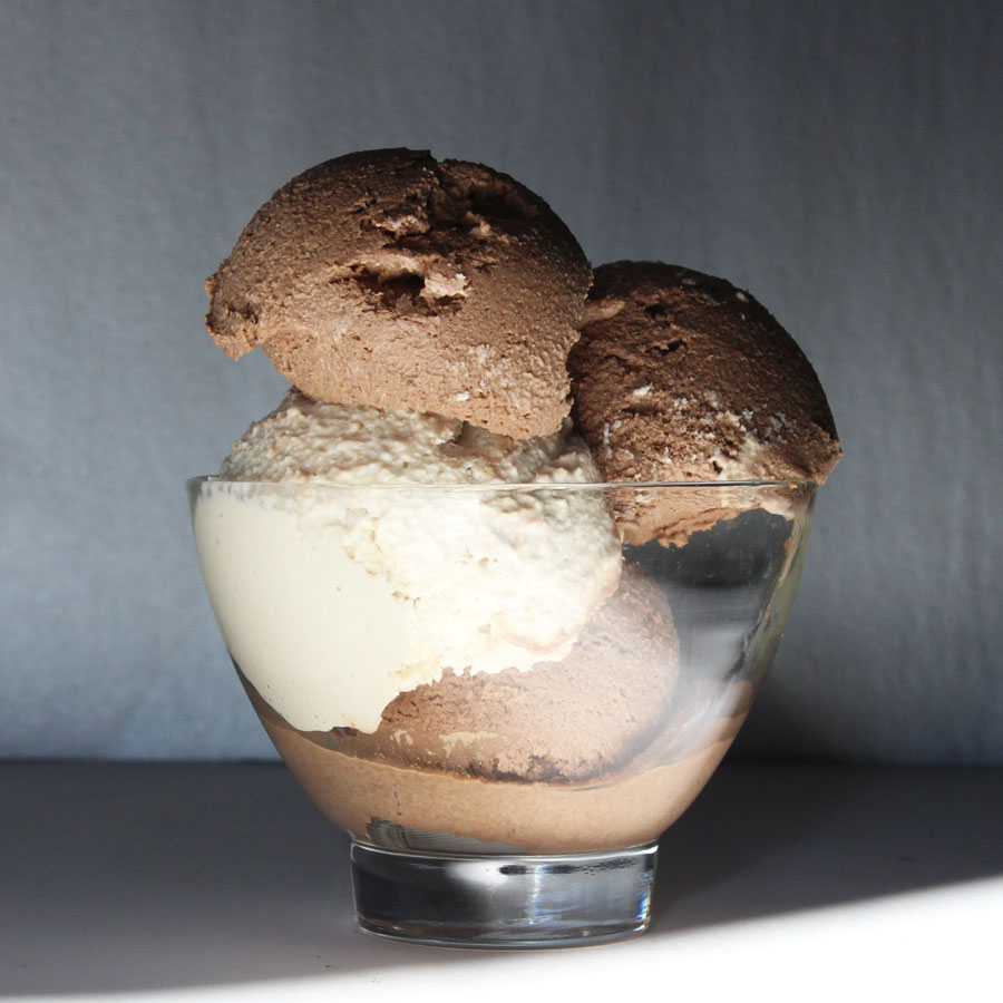 RAw Vegan Chocolate and Vanilla Ice Cream