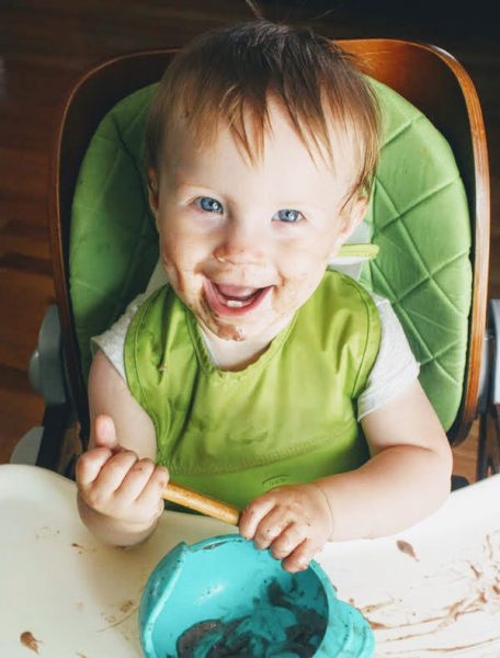 10 month old eating raw vegan pudding